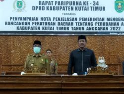 Bupati Kutim Sampaikan Nota Keuangan APBD Perubahan 2022 di Rapat Paripurna ke-34 DPRD