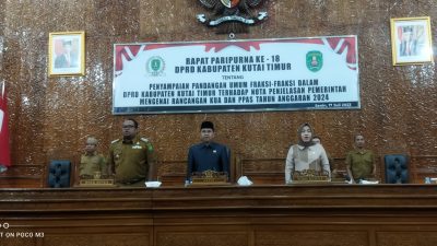 Sempat Tertunda, DRPD Kutim Langsungkan Paripurna Penyampaian Pandangan Umum Fraksi Tentang Rancangan KUA-PPAS 2024